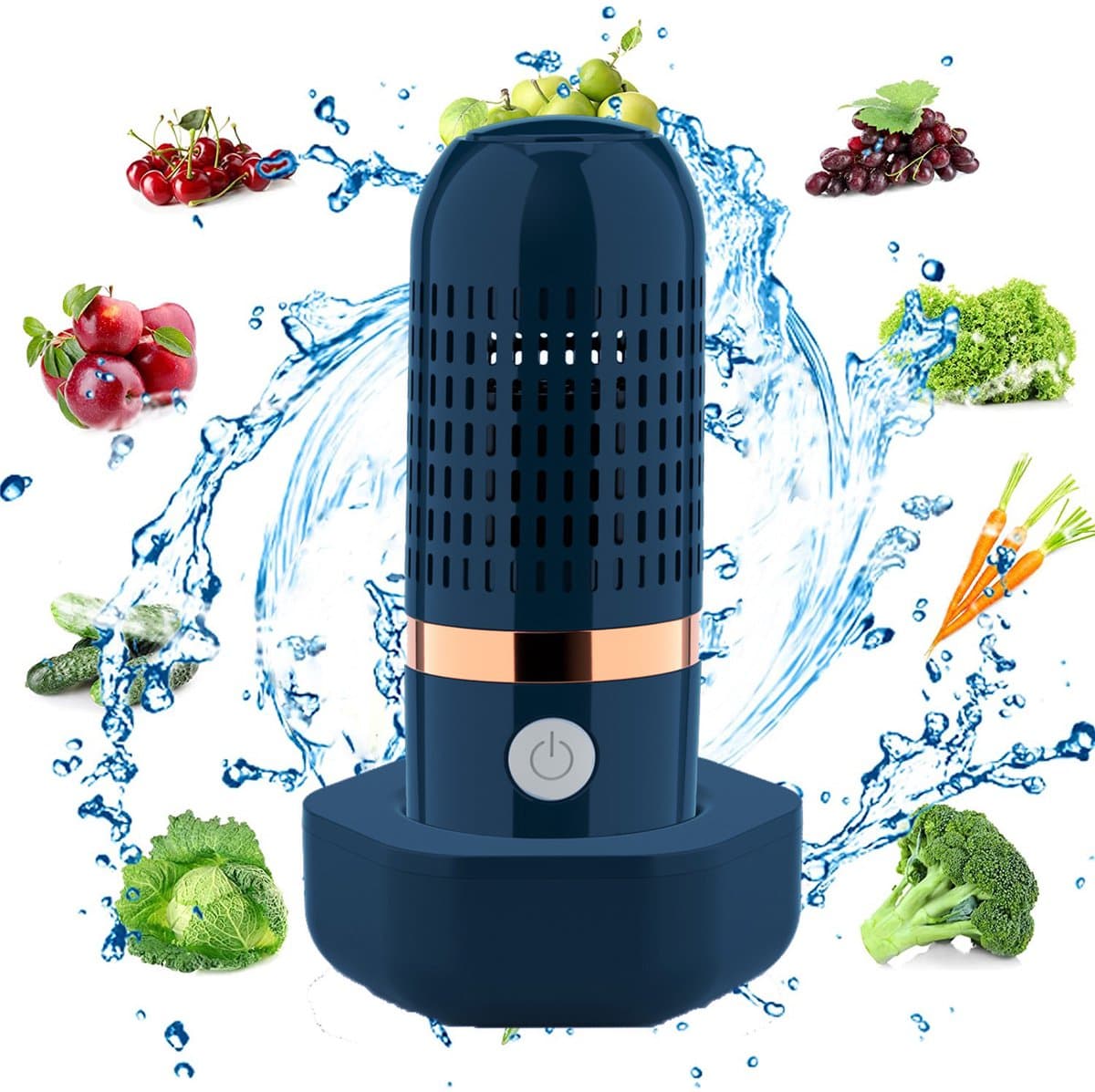 Blauw Draadloze USB fruit en groentewasmachine - draagbare voedselreiniger - compact ontwerp - praktisch voor dagelijkse voedselreiniging — afbeelding 1