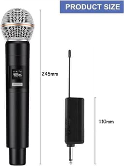 Draadloos microfoonsysteem voor 2 personen, 2.4G Dual Handheld Draadloos Metaal Dynamisch Microfoonsysteem met Oplaadbare Ontvanger, voor Karaoke Zingen, Bruiloft, DJ, Feest, Toespraak, Kerk — thumbnail 3