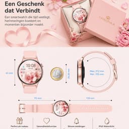 Smartwatch Dames - Bluetooth Bellen - 1.43'' AMOLED Ultra Clear Display - Ultradun Design - Hartslag, Slaap & SpO2 Monitor - Geschikt voor iPhone, Samsung & Android - 100+ Sportmodi - IP65 Spatwaterdicht – 2 Bandjes — thumbnail 5