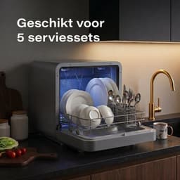 Skoov Mini Vaatwasser met waterreservoir - 3 couverts - 6 wasprogramma's - 45cm - Kleine smalle vrijstaande afwasmachine - Camping - Grijs — thumbnail 5