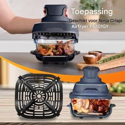 Elkuaie Bakplaat- Grillrooster - Voor Airfryer - 2-delig - Gebruik voor Gegrilde Steaks en Groenten - Zwart — thumbnail 6