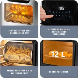 RUX® Heteluchtoven - Oven - Airfryer Oven - Roestvrij staal -Zilver - 36cm x 33cm x 38cm — thumbnail 2
