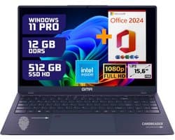 GMR - Ultrasnelle 15.6" Laptop - Stijlvol Design - Intel N95 - 12GB Werkgeheugen - 512GB Opslag - Windows 11 Pro + Office 2024 Pakket
