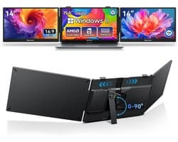 Blackview AceBook 6 - Laptop 15,6" Full HD, AMD Ryzen 5 3500U, 16 GB RAM, 256 GB SSD, Windows 11, UHD Graphics + DCM5 Draagbare Monitor 14" FHD, Extra Laptopscherm 13-17,3", Ultradun Opvouwbaar, 100W PD, USB-C, Plug & Play, Grijs