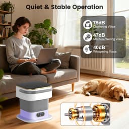 Mini Wasmachine met Centrifuge - Voor Kleine Wasgoed - Meerdere Programma's - camping — thumbnail 3