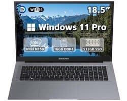 Laptop - Blackview AceBook 10 - 18,5 inch Full HD - 16GB DDR4 - 512GB SSD - Intel Twin Lake N150 - Intel® Graphics - Windows 11 Pro - WiFi 6 -Bluetooth 5.2 - Grijs
