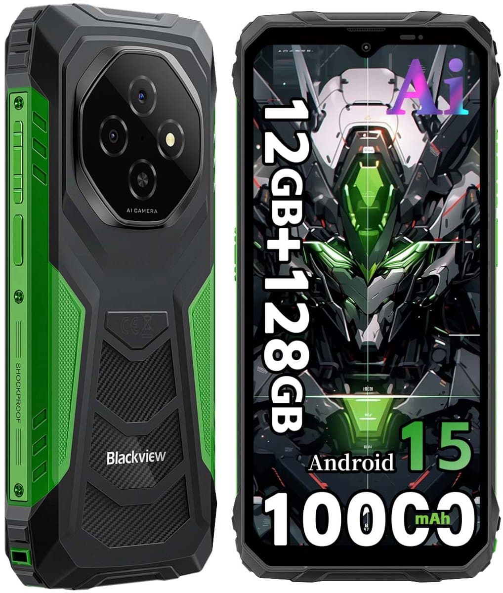 Blackview FORT 1 Robuuste Smartphone - 12 GB RAM - 128 GB ROM - 6,56 inch HD+ IPS - 10000 mAh - Dual SIM 4G - IP68 & IP69K Robuuste telefoon - Android 15 - GPS NFC - Groen — afbeelding 1
