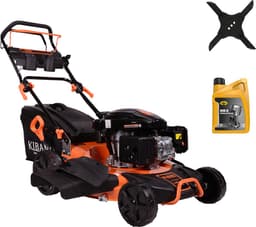 Kibani Benzine Grasmaaier - 196 cc / 4.7 pk 4-takt Motor – Extra Cross Blade & 4T Olie Bonus – Maaibreedte 53 cm – 8 Instelbare Maaihoogtes – Incl. 62L Opvangbak – Mulchfunctie — thumbnail 1