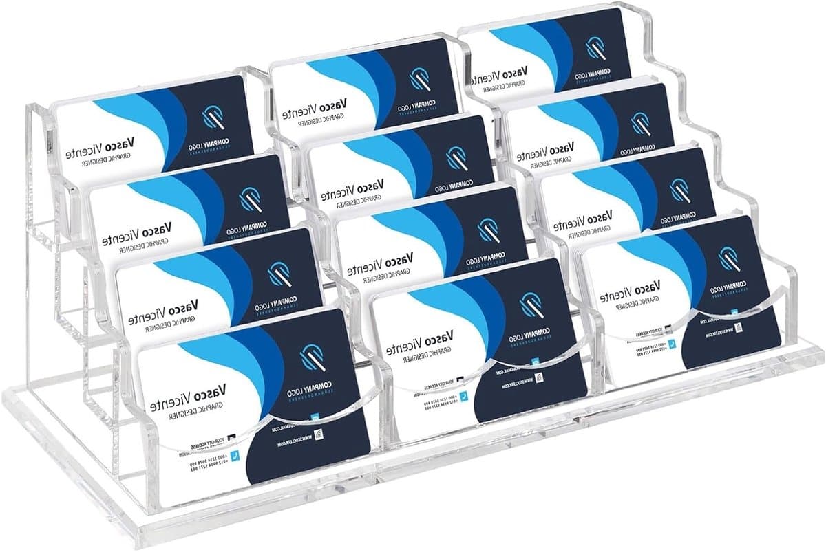 Transparante Acryl Visitekaartjeshouder met 12 Compartimenten voor Desk, Ontvangst en Tentoonstellingen — afbeelding 1