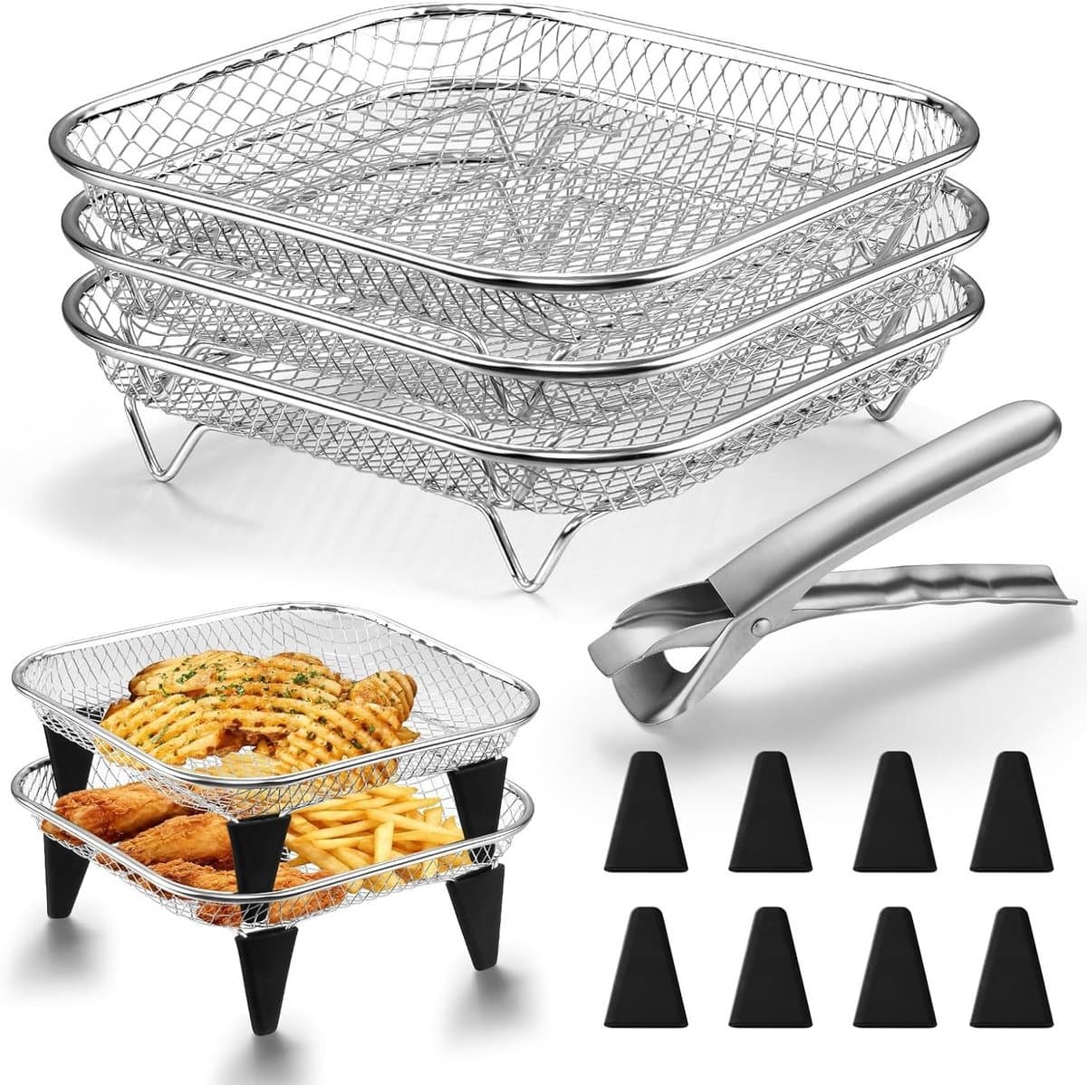 Vierkante Accessoires voor Airfryer - Bakplaten, Grillroosters en Kookmanden voor Gezond Koken — afbeelding 1