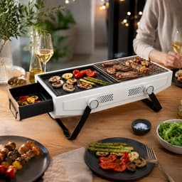 MikaMax - 2 in 1 Compact BBQ Wit - GrillMaster Roker - Draagbare Houtskoolbarbecue - Tafelbarbecue — thumbnail 3