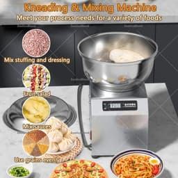 Professionele Deegmenger - Elektrische Deegmaker - Bakken en Mengen - Robuuste Industriële Mixer - 8kg Bloem - Zilver — thumbnail 2