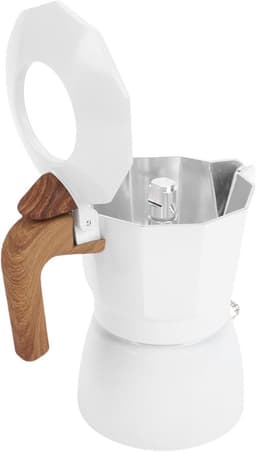 Koffiezetapparaat - Mokkapot - Rijke Koffiesmaak - Dubbel Ventielsysteem - 2 Kopjes - Wit — thumbnail 5