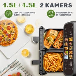 Novari - Heteluchtfriteuse - Airfryer - Friteuse - Frituurpan - Inhoud 9L - 10 automatische kookprogramma’s - LED-touchdisplay — thumbnail 7
