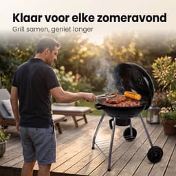 Lomera Kogelbarbecue - Houtskoolbarbecue - BBQ met Deksel en Asopvangbak - Barbecue met Wielen en Ventilatiesysteem - Houtskool Kogelgrill voor Tuin - Grote Ronde Tuinbarbecue - Grillrooster - Houtskoolbbq - Grill — thumbnail 4