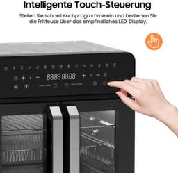 Heteluchtfriteuse – Airfryer – Frituurpan – Mini Oven – Heteluchtoven – XXL 23L Dual Zone – 15 Programma’s – 2200W – Roestvrijstaal – Dubbele Kamer — thumbnail 7