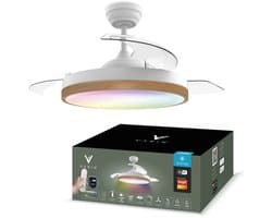 Varin® Smart Plafondventilator met LED verlichting RGBW - Wit/Lichthout - Tuya Wifi - Ø 50cm/108cm - Super stil - Smart lamp - Plafondlamp slaapkamer - Plafonniere woonkamer - Plafondlampen - Plafond lamp bamboe - Verlichting kinderkamer - Ventilator — afbeelding 1