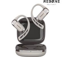 REBØNE® AERO Open Ear Oortjes - Sport Oordopjes - Oortjes Draadloos - Draadloze Oordopjes Hardlopen - Bluetooth 6.0 - 30 uur batterijduur - IPX5 Waterdicht - Grijs