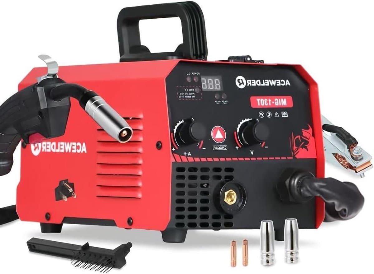 Lasapparaat MIG - Inverter lasapparaat - Metaalverbindingen maken - Gasloos lassen - 130 A - Rood — afbeelding 1