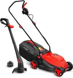 Grasmaaier en trimmer - Tuinonderhoud set - Gazon verzorgen - Elektrisch aangedreven - 32 cm maaibreedte - Rood — thumbnail 1