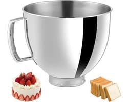 Roestvrijstalen Kom - Keukenmachine Kom - Bakken en Mixen - Met Handvat - 5 Liter - Zilver
