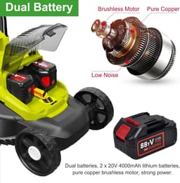 Accu Grasmaaier - Elektrische Grasmaaier - Gazon Onderhoud - Borstelloze Motor - 35L Opvangbak - Groen Zwart — thumbnail 5