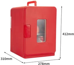 KZQ Mini koelkast 15 liter 2-in-1 minibar koel en warm AC/DC 230V/12V draagbaar rood zwarte glazen deur voor auto kantoor camping thuis eten drinken — thumbnail 5