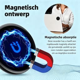 64GB Voice Recorder - Magnet Spraakrecorder - Ruisonderdrukking - 1536Kbps - Mini Opnameapparaat - Voor Vergaderingen & Interviews — thumbnail 3