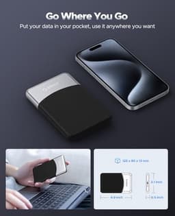 Externe SSD - Draagbare Opslag - Snelle Data Transfer - Hoge Snelheid - 4TB - Zwart/Zilver — thumbnail 3