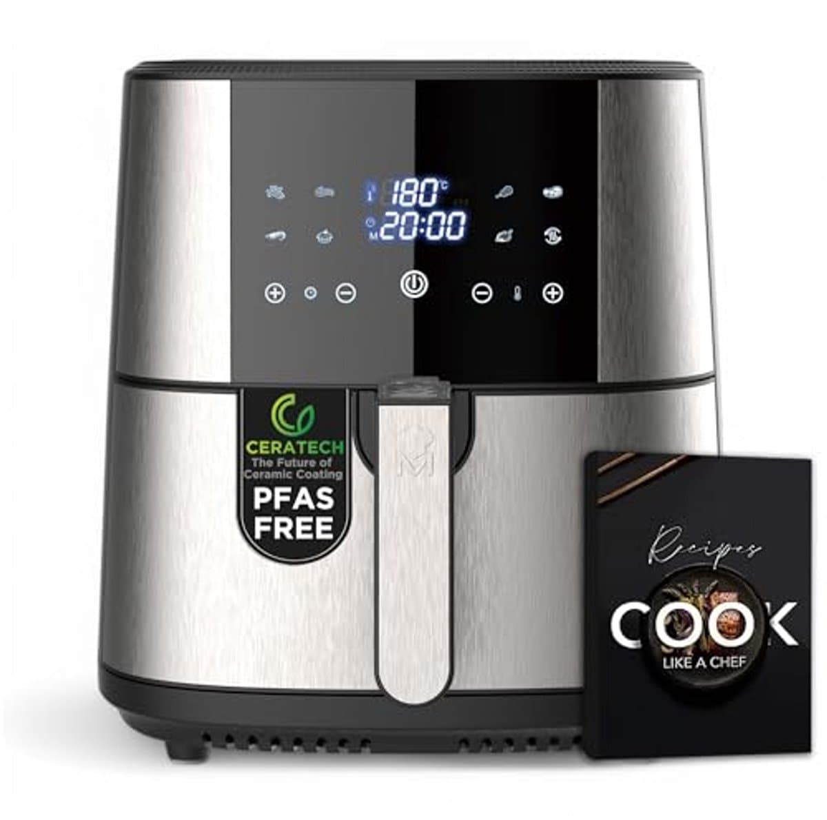 Heteluchtfriteuse - Airfryer - Gezond Koken - Keramische Coating - 6 Liter - Zilver — afbeelding 1