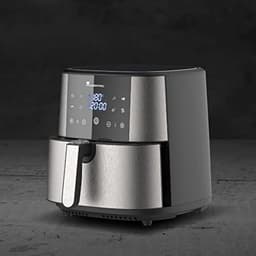 Heteluchtfriteuse - Airfryer - Gezond Koken - Keramische Coating - 6 Liter - Zilver — thumbnail 2