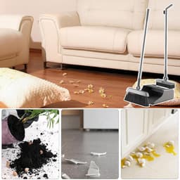 Bezem Stoffer Set - Reinigingsgereedschap - Efficiënt Vegen - Staande Stofopvang - 3-delig - Grijs — thumbnail 3