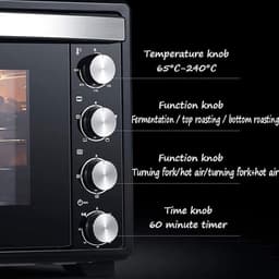 Elektrische Oven - Heteluchtoven Airfryer - Bakken Grillen Toasten - 40 Liter Inhoud - 479*433*330 mm - Zwart — thumbnail 3