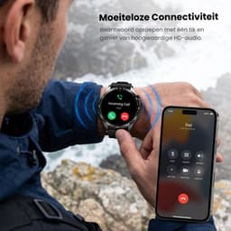 Avalue Smartwatch Heren - 1,8" AMOLED - Bluetooth Bellen - Bloeddruk & Hartslag Monitor - Bloedzuurstof - Slaapmonitor - Stappenteller - 330 mAh - iOS & Android - Incl. 3 Bandjes - Zwart — thumbnail 3