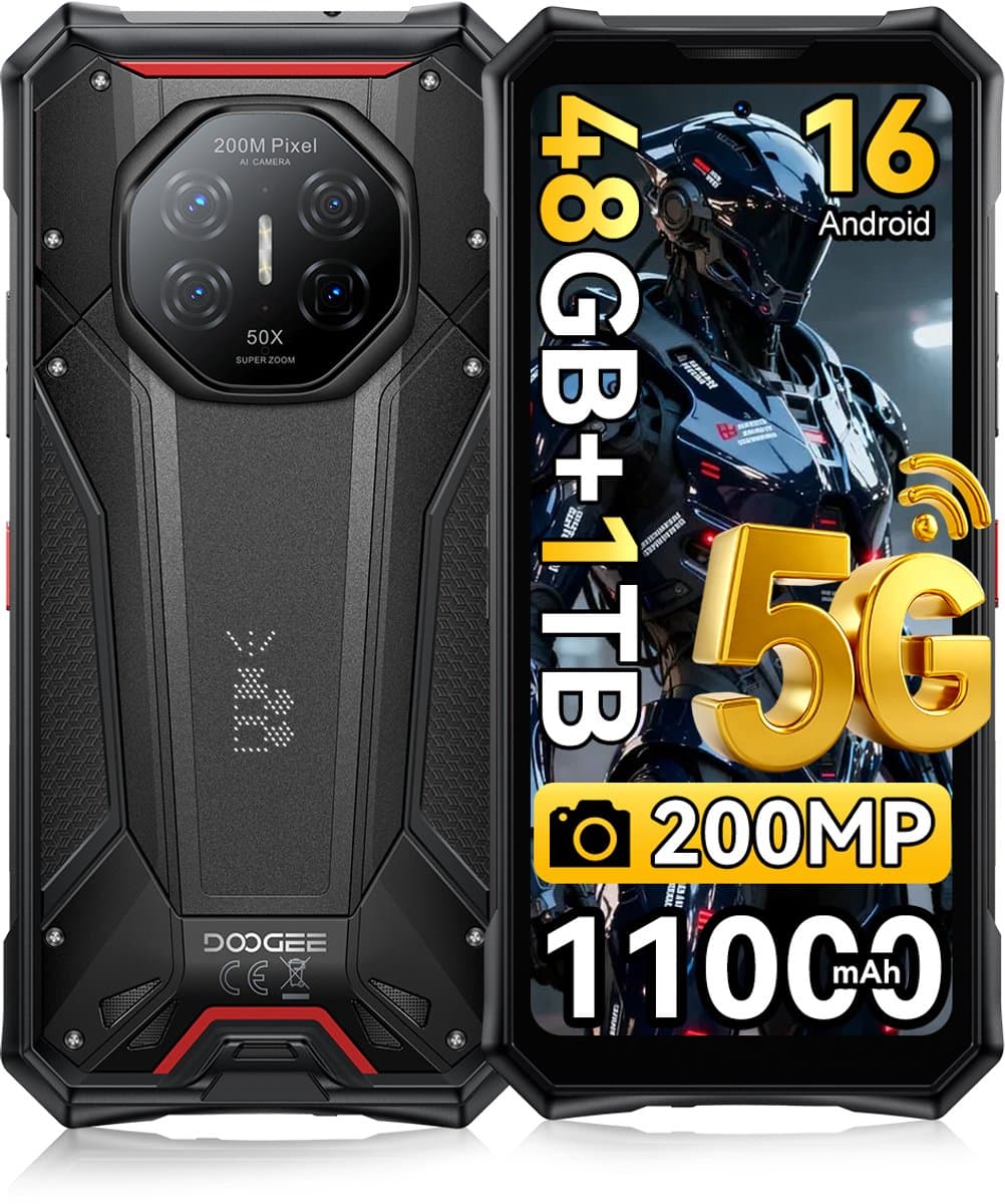 DOOGEE S300 Plus Robuuste smartphone 5G - 6.78 inch FHD+ 120Hz - 48GB RAM - 1TB ROM - 11000mAh 120W - Android 16 - 200MP+36MP Camera - Outdoor Smartphone IP68/IP69K - Dual Sim Telefoon - NFC GPS - Zwart — afbeelding 1