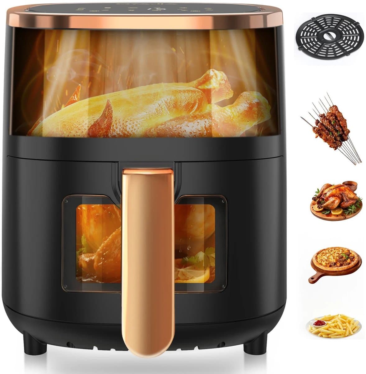 Lifero Airfryer - Heteluchtfriteuse Zwart 1800W - Turbo Air Fry - Mini Oven 6L - Kijkvenster - Digitaal Display - 29,5×25×25cm — afbeelding 1