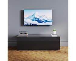 Tv-meubel met Opbergruimte - Lowboard Dressoir - Woonkamer Organisatie - Hoogglans Zonder Grepen - 100x40x30cm - Zwart