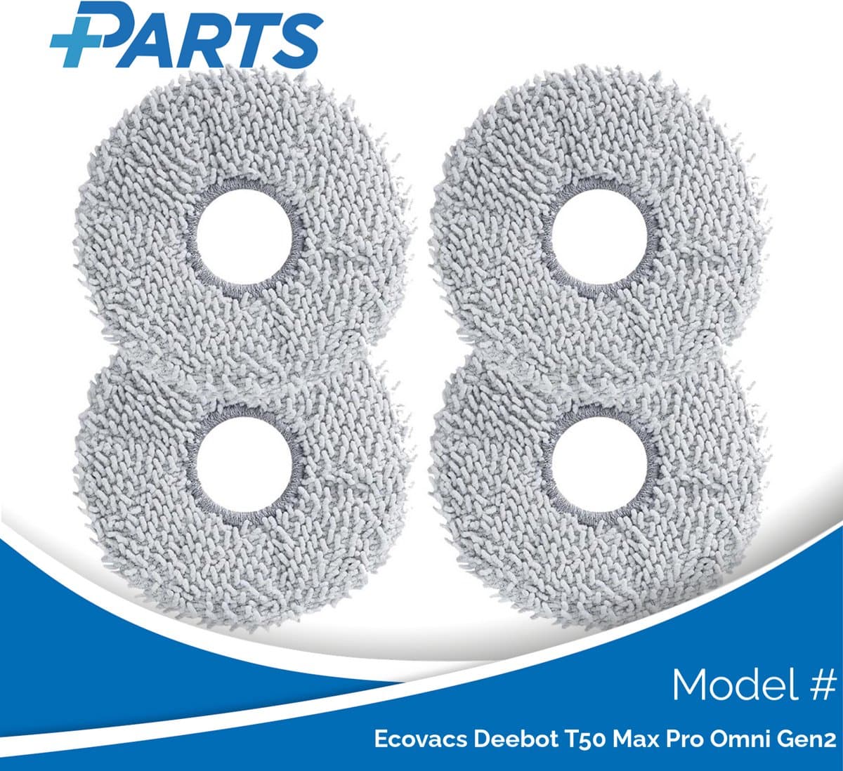 Ecovacs Deebot T50 Max Pro Omni Gen2 Dweilpads (4 Stuks, Plus.Parts® alternatief voor 201-2425-10B0) — afbeelding 1