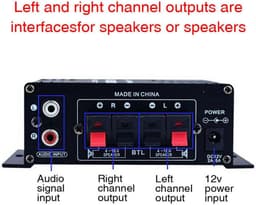 Digitale Versterker - Mini Stereo Audio - Muziek Afspelen - 2 Kanaals Uitvoer - 20W + 20W - Zwart — thumbnail 4