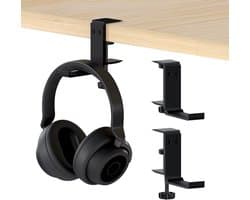 Verstelbare Hoofdtelefoonhouder voor Onder Bureau – Headset Stand en Hanger – Universele Hoofdtelefoonhaak van Zwart Aluminium voor Organisatie en Ruimtebesparing