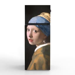 NUNKI MEDIUM-AVERM / Dubbel-Deurs Koelkast, E Klasse, 206l, Johannes Vermeer - Het meisje met de Parel, Satin (ALL sides) — thumbnail 1