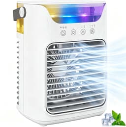 Draagbare Luchtkoeler 4-in-1 - Mini Airco met Waterkoeling - 3 Snelheden - 2 Verneveling Standen - 7 Kleuren LED Verlichting - USB Type-C - Wit — thumbnail 1