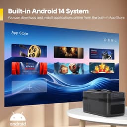 4K Smart Projector met Spraakbesturing - Native Full HD 1080P - 900 ANSI Lumen - Android 14 - Wifi 6 - Bluetooth 5.4 - Autofocus - Automatische Keystone Correctie - Korte Projectieafstand - Geschikt voor Films, Gaming en Presentaties — thumbnail 2
