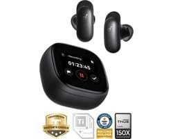 soundcore Liberty 5 Pro Max by Anker - Anker Thus Al Chip - AI Note-Taker - Kristalheldere Gesprekken - Noise Cancelling Oordopjes - 1.78" AMOLED Display - ANC Met 6 - 5 U/28 U Speeltijd - Al Vergadertranscriptie - Zwart