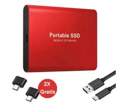 Portable SSD – Externe SSD - 1TB opslag – Rode SSD – inclusief USB C kabel – USB 3.1 – draagbare SSD – SSD harde schijf – externe harde schijf 1TB – SSD voor laptop – geschikt voor Windows, Mac en Android