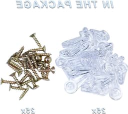 Transparante Glashouders Clips - 25 Stuks voor Spiegels, Glazen Planken en Kastdeuren met Schroeven (3.5 x 16 mm) — thumbnail 3