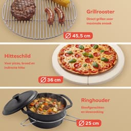 KitchenBrothers Kamado BBQ - 21 Inch Houtskool Barbecue - 45⌀ cm - PFAS-vrij - Complete Set - Egg BBQ met Accessoires inclusief Hoes - Zwart — thumbnail 5