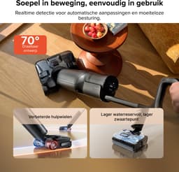 Roborock F25 ACE Pro-Vloerreiniger-Nat Droog Stofzuiger-Elektrische dweil-JetFoaming-Technologie tegen Hardnekkige Vlekken-25000 Pa-wielen ondersteund door AI-Anti-Klits Rol voor Huisdierhaar-180° Plat Ontwerp-Zelfreiniging Hoge Temperatuur-via app — thumbnail 3