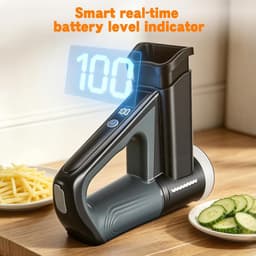 Elektrische Groentesnijder - Keukenrasp Multigebruik - Snel Ingrediënten Bereiden - 5-in-1 Roestvrij Staal - 60 mm Vulschacht - Zwart — thumbnail 2
