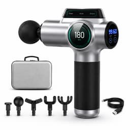 Jurrys Massagegun - Massageapparaat - Massagetoestel - Spiergun - Professioneel - Herstel bevorderend - Lichtgewicht - LCD - Zilver — thumbnail 1